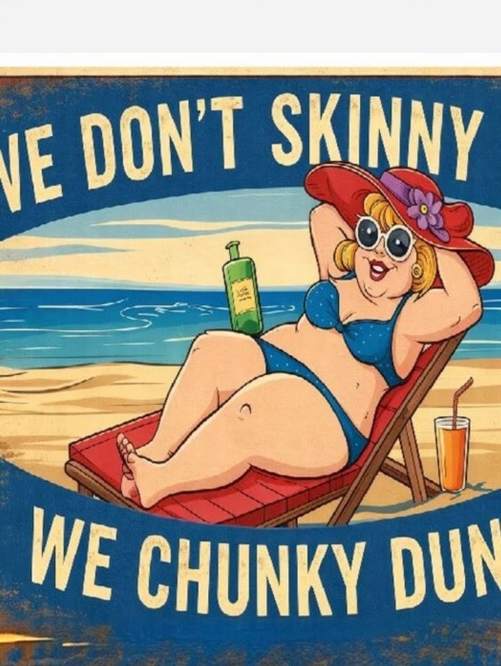 Funny Retro Beach Metal Sign Small 8 By 10 - Blue Bikini